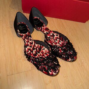 Roger Vivier Satin Beaded d'Orsay Flats